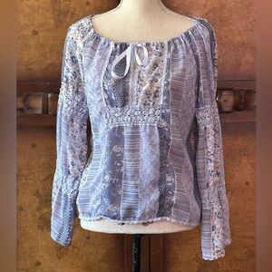 Joe Boxer Smocked Puff Sleeve Blouse